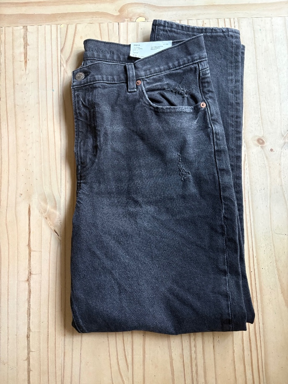 American Eagle Skinny Jeans Black Charcoal Distressed Size 16 33W NWT